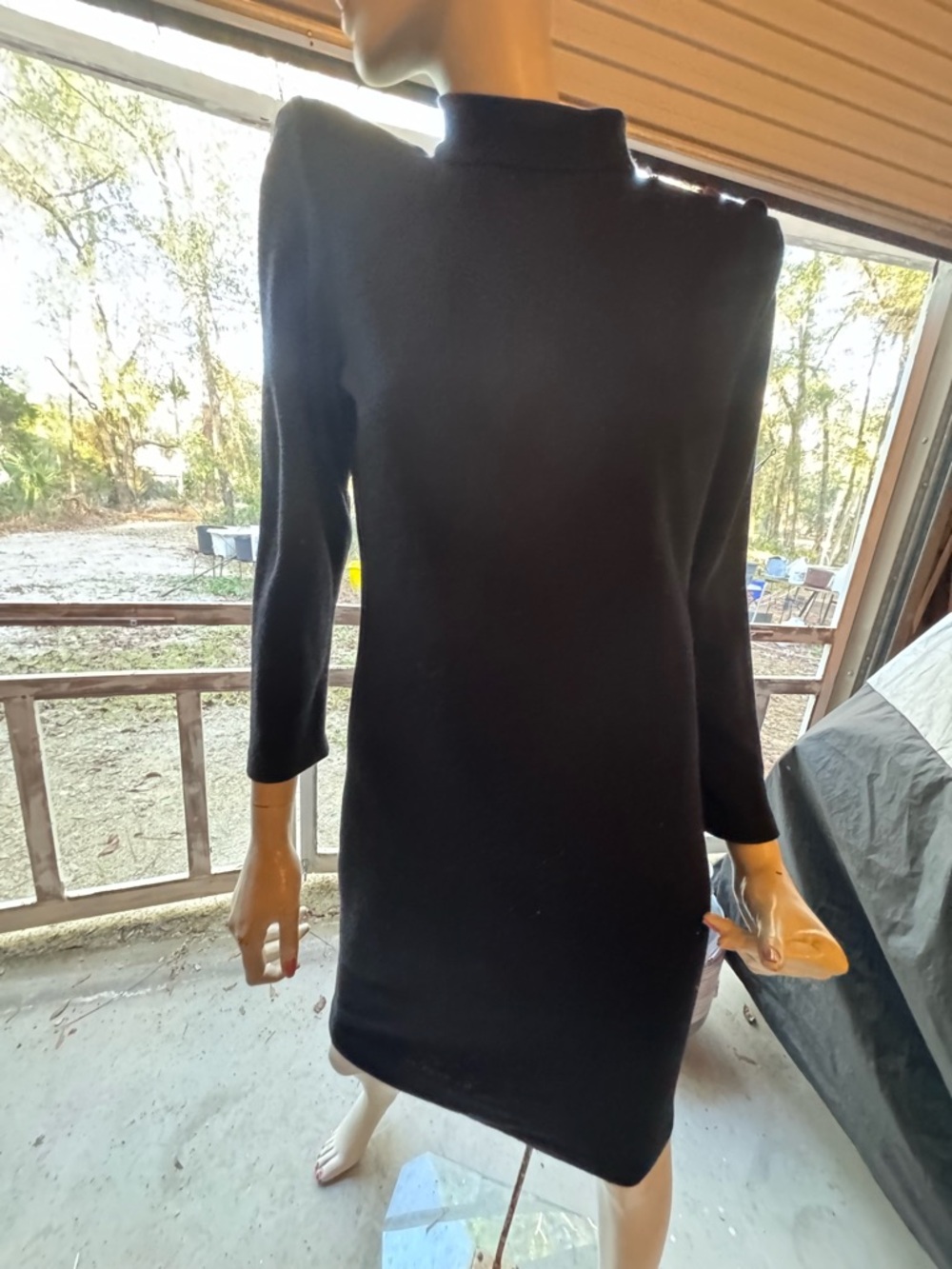 PETITE JAZZ BLACK DRESS VINTAGE SIZE SMALL MADE IN CALIFORNIA USA 100% ACRYLIC